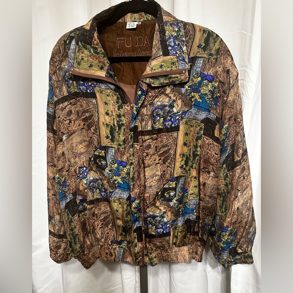 Men’s Brown Mix “ Fuda” Silk Bomber Jacket